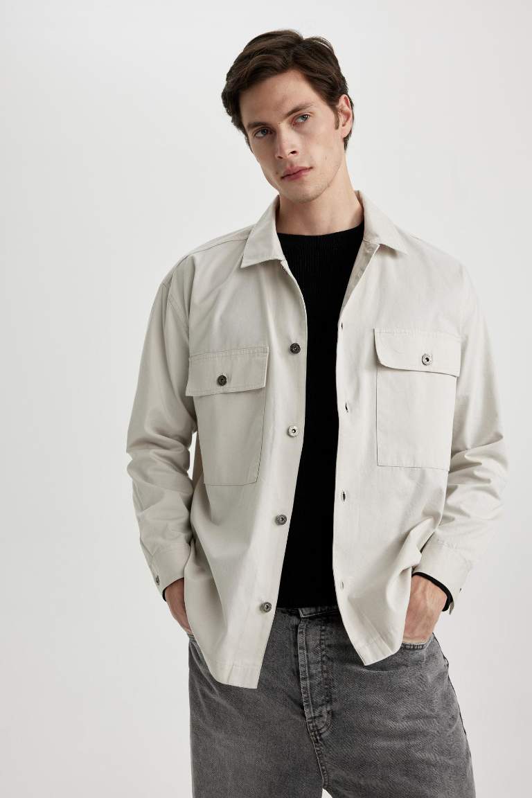 Oversize Fit Polo Yaka Twill Gömlek