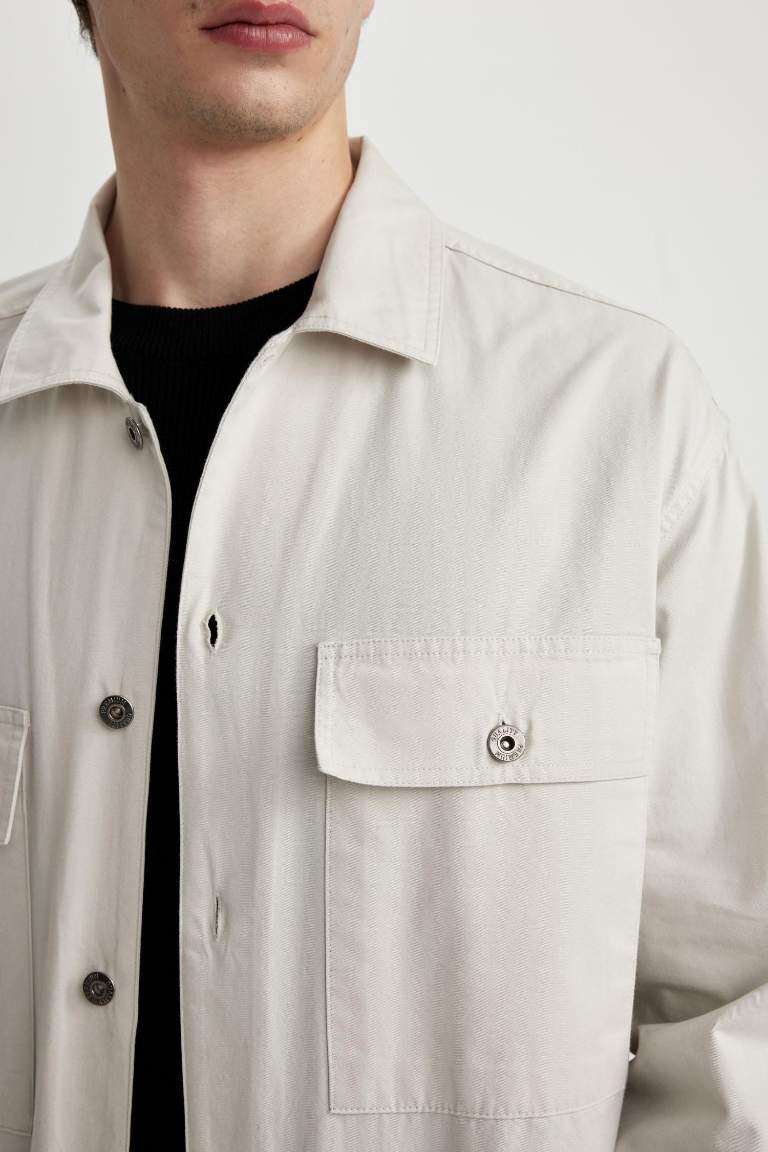 Oversize Fit Polo Yaka Twill Gömlek