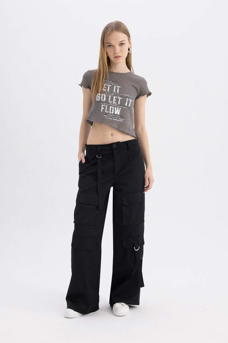 Coool Wide Leg Kargo Normal Bel Pantolon