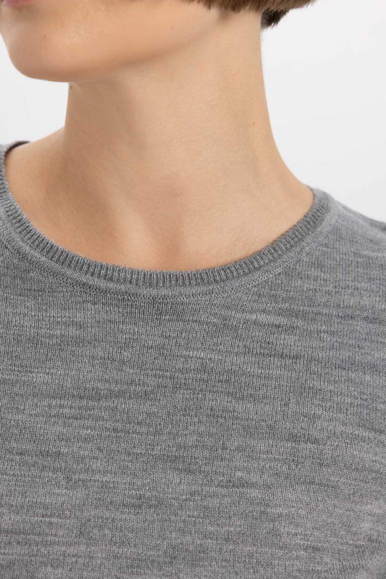 Regular Fit Bisiklet Yaka Ekstra Yumuşak Kaşmir Dokulu Kazak
