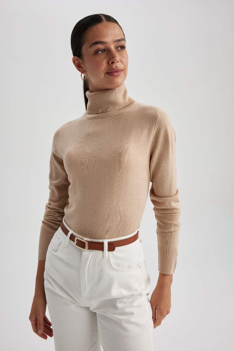 Beige WOMAN Regular Fit Turtleneck Pullover 2794009 DeFacto