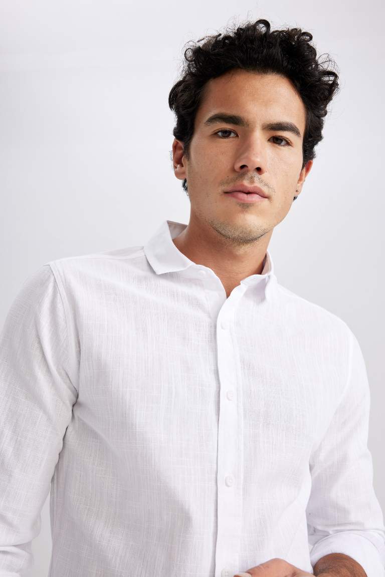 White MAN Slim Fit Long Sleeve Shirt 2768350 DeFacto