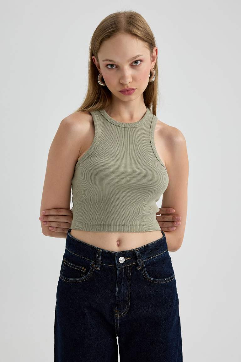 Fitted Halter Yaka Fitilli Kaşkorse Atlet