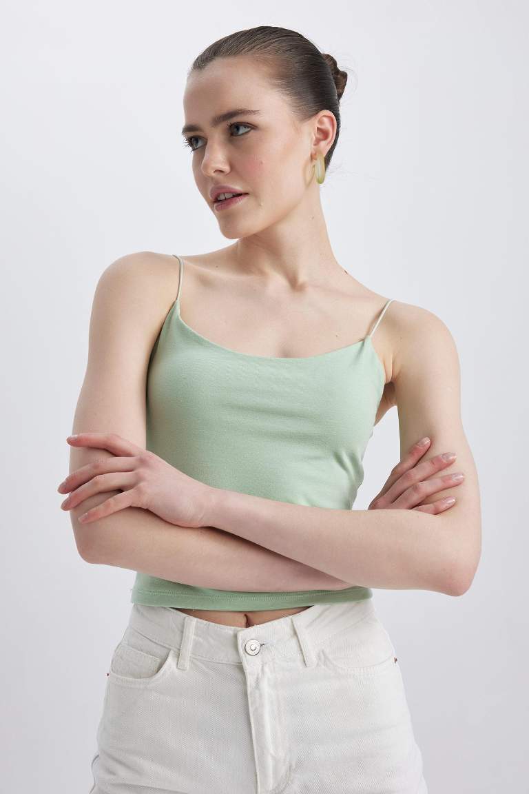 Slim Fit Elastik İp Askılı Pamuklu Atlet