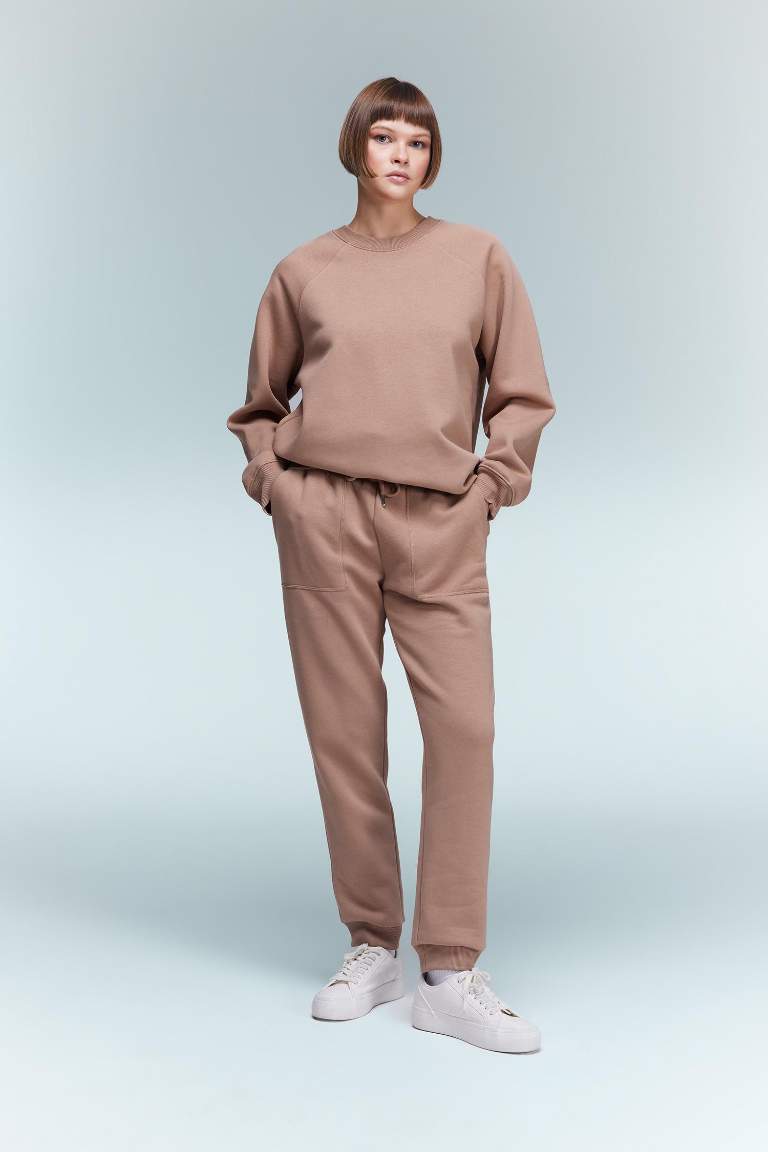 Oversize Fit Bisiklet Yaka Kalın Sweatshirt