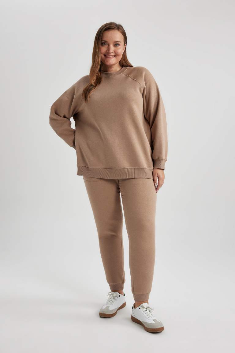 Oversize Fit Bisiklet Yaka Kalın Sweatshirt