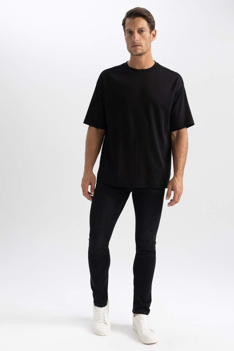 Oversize Fit Bisiklet Yaka Kısa Kollu Ağır Kumaş Tişört