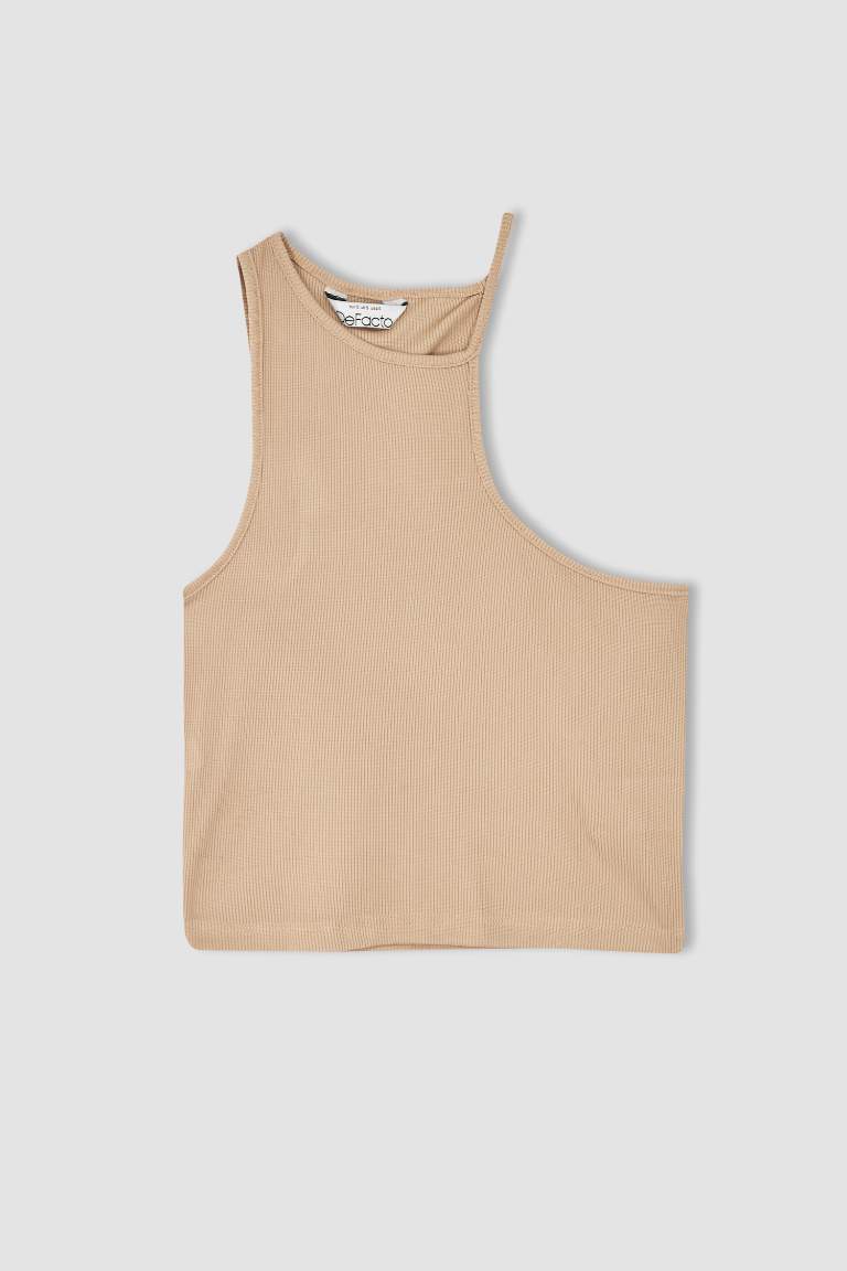 Fitted Bisiklet Yaka Fitilli Kaşkorse Atlet