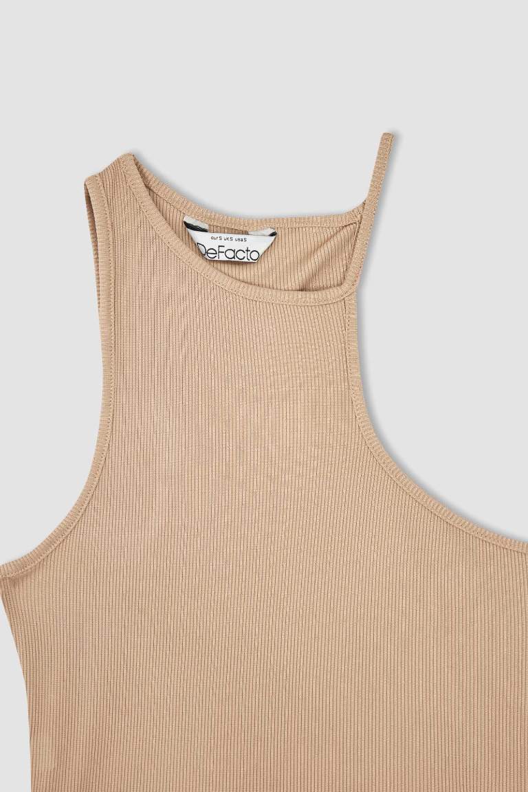 Fitted Bisiklet Yaka Fitilli Kaşkorse Atlet