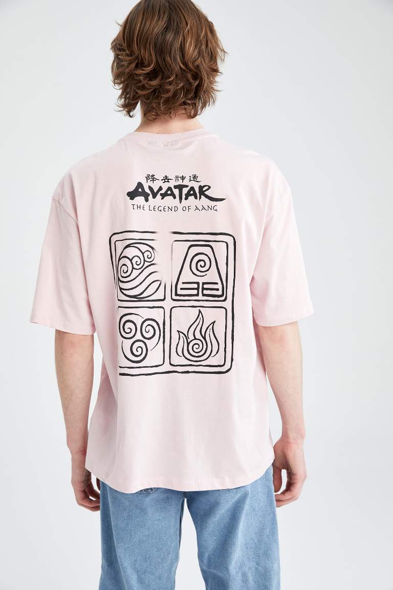 Pembe Erkek Coool Avatar The Last Airbender Oversize Fit Bisiklet Yaka