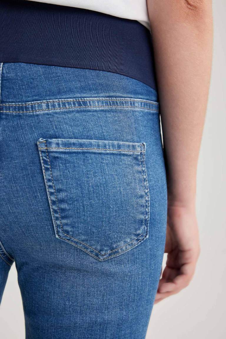 Skinny Fit Yırtık Detaylı Yüksek Bel Düz Paça Uzun Hamile Pantolon