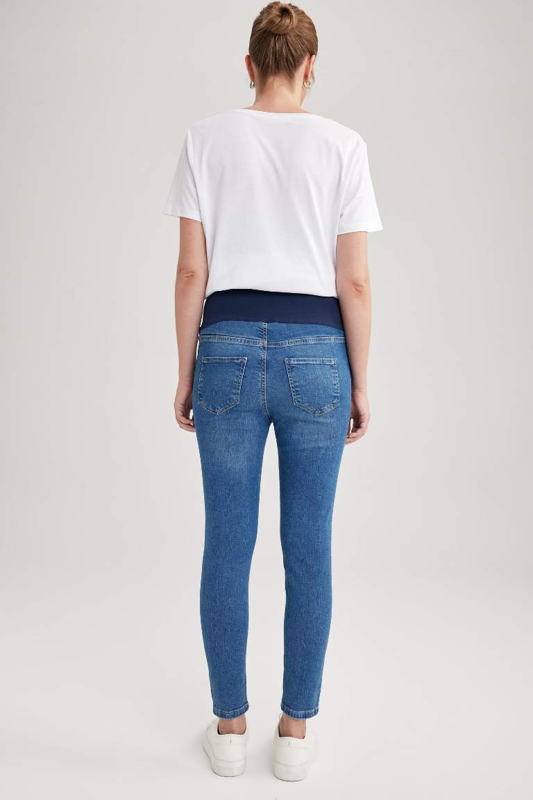 Skinny Fit Yırtık Detaylı Yüksek Bel Düz Paça Uzun Hamile Pantolon