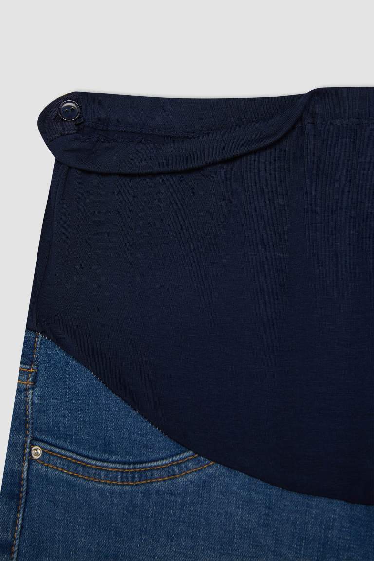 Skinny Fit Yırtık Detaylı Yüksek Bel Düz Paça Uzun Hamile Pantolon