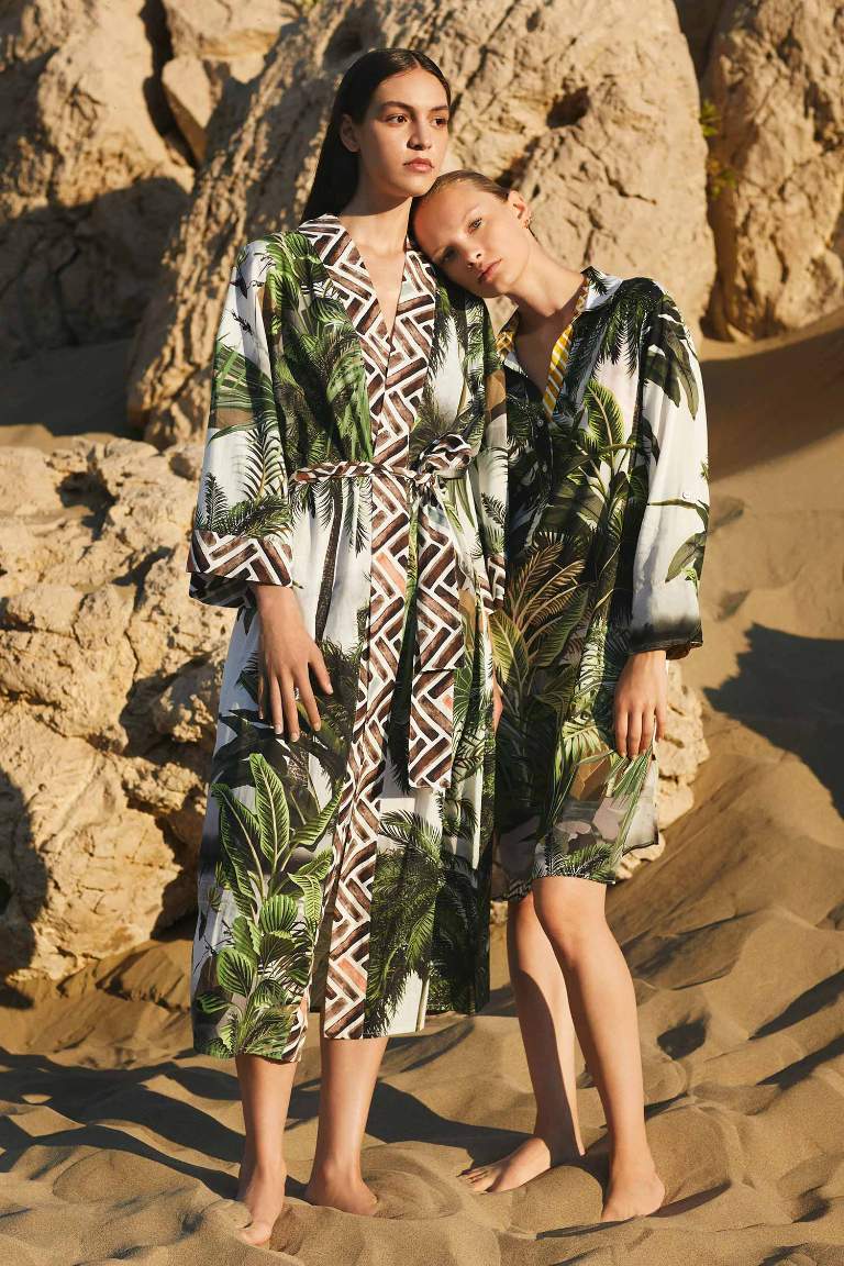 Nefes İstanbul X Defacto Regular Fit Floral Organik %100 Pamuk Kimono