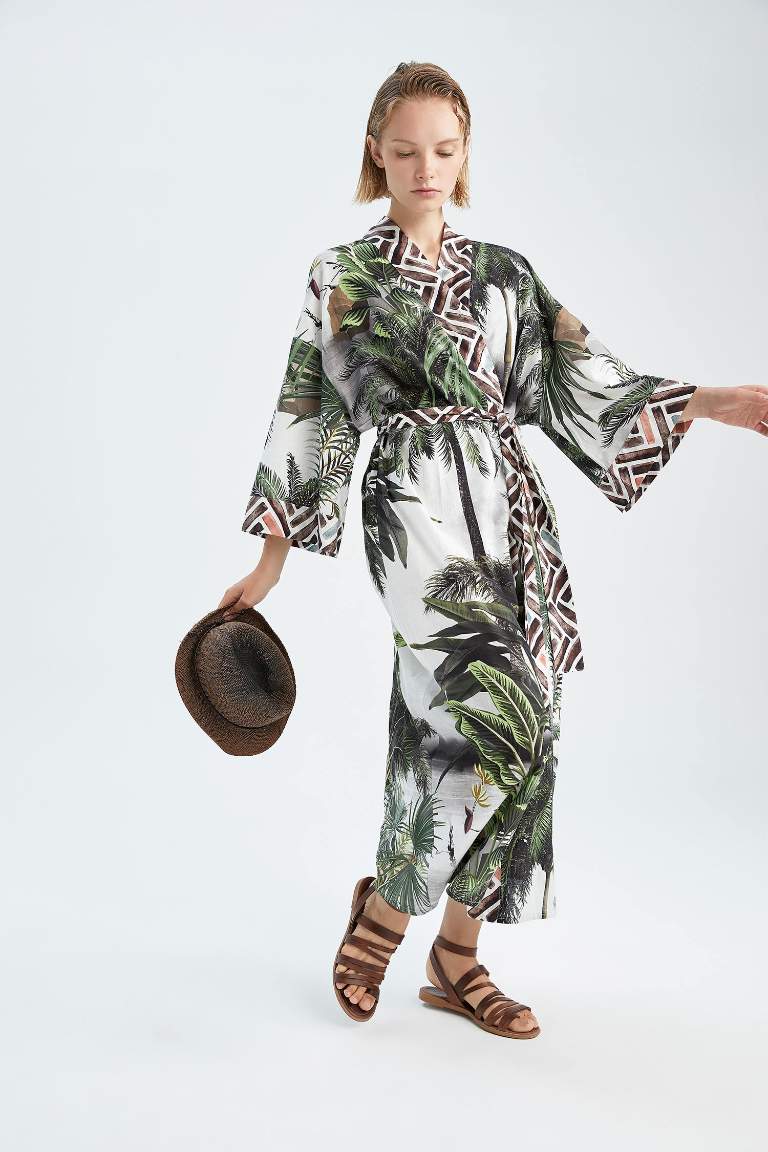 Nefes İstanbul X Defacto Regular Fit Floral Organik %100 Pamuk Kimono