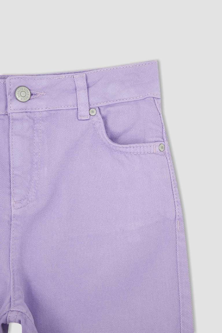 Kız Çocuk Mom Fit Gabardin Şort