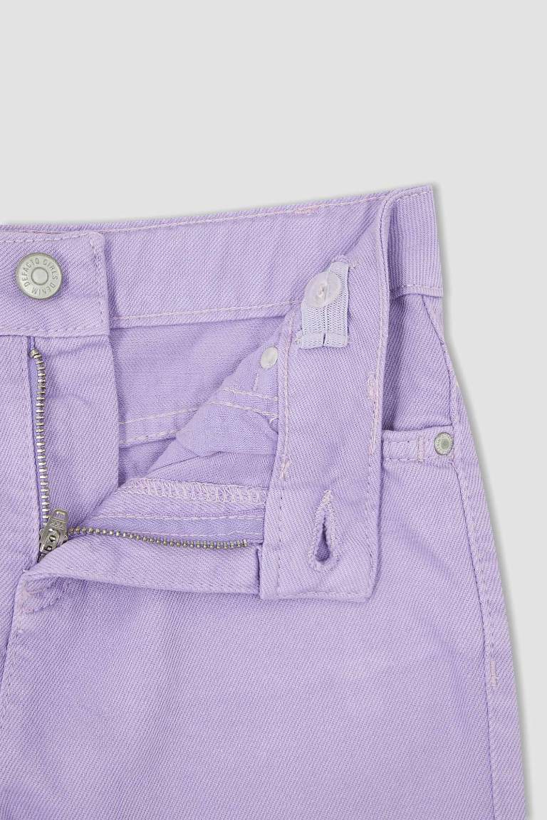 Kız Çocuk Mom Fit Gabardin Şort