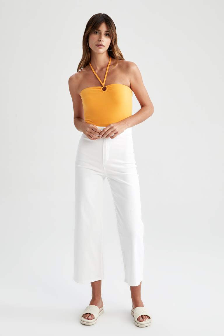 Slim Fit Straplez Bağlamalı Çıtçıtlı Atlet