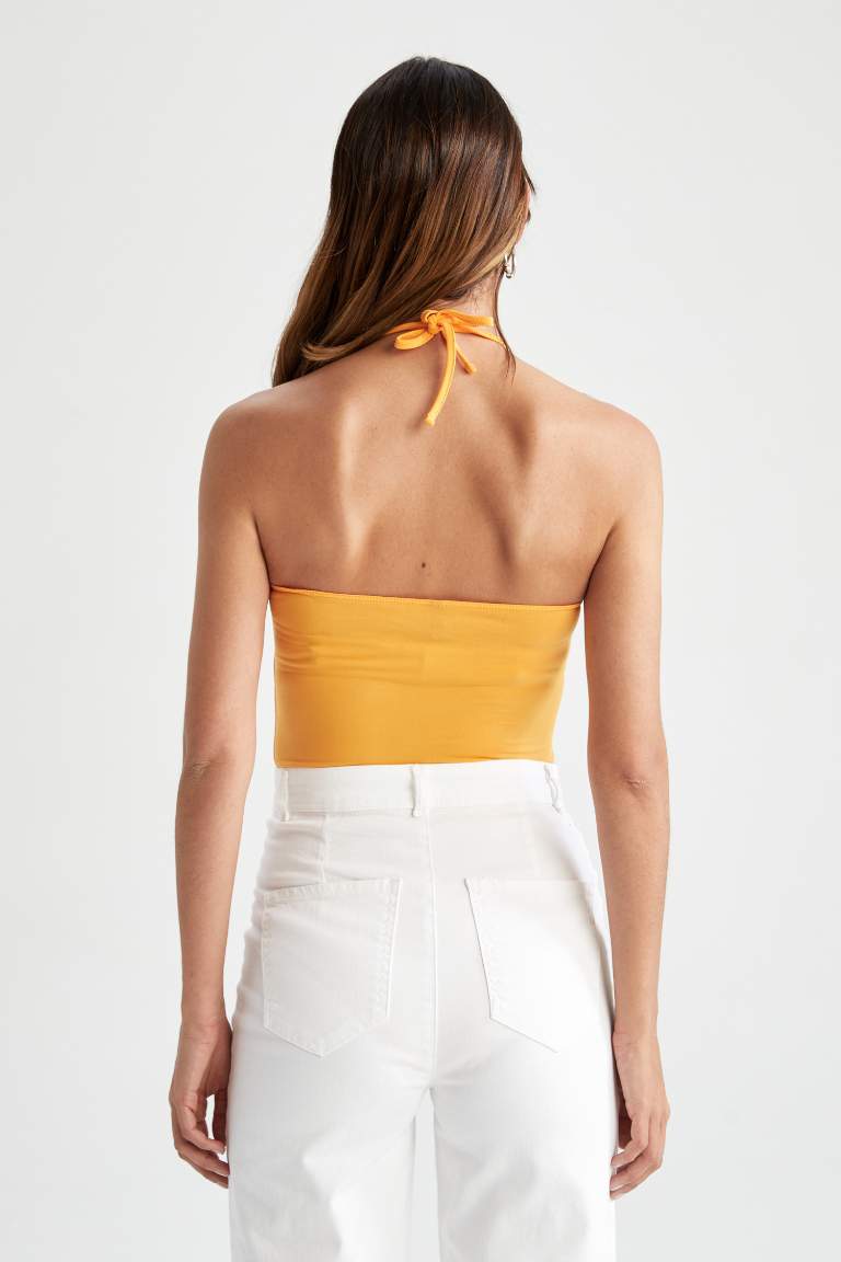 Slim Fit Straplez Bağlamalı Çıtçıtlı Atlet