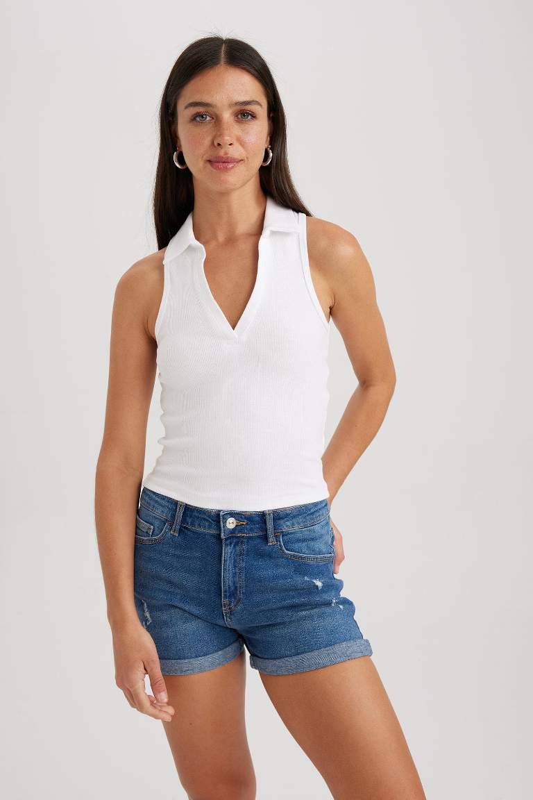 Slim Fit Polo Yaka Fitilli Kaşkorse Atlet