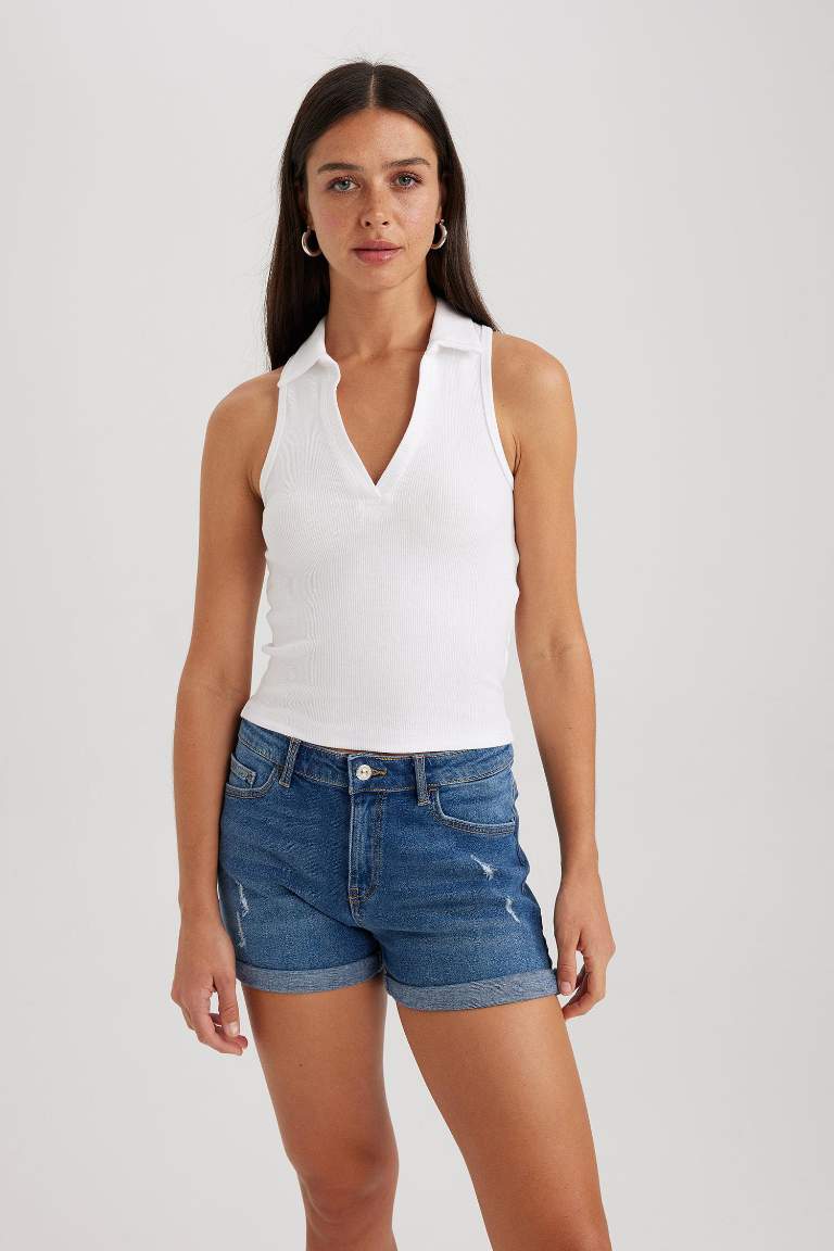 Slim Fit Polo Yaka Fitilli Kaşkorse Atlet