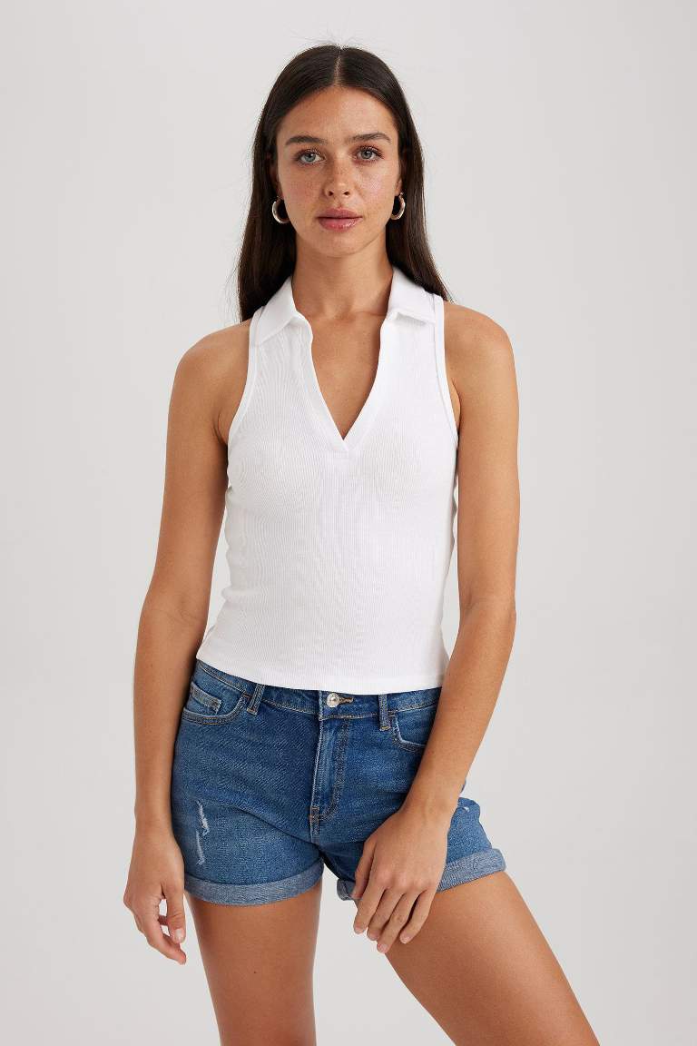Slim Fit Polo Yaka Fitilli Kaşkorse Atlet