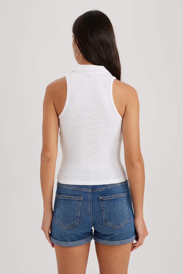 Slim Fit Polo Yaka Fitilli Kaşkorse Atlet