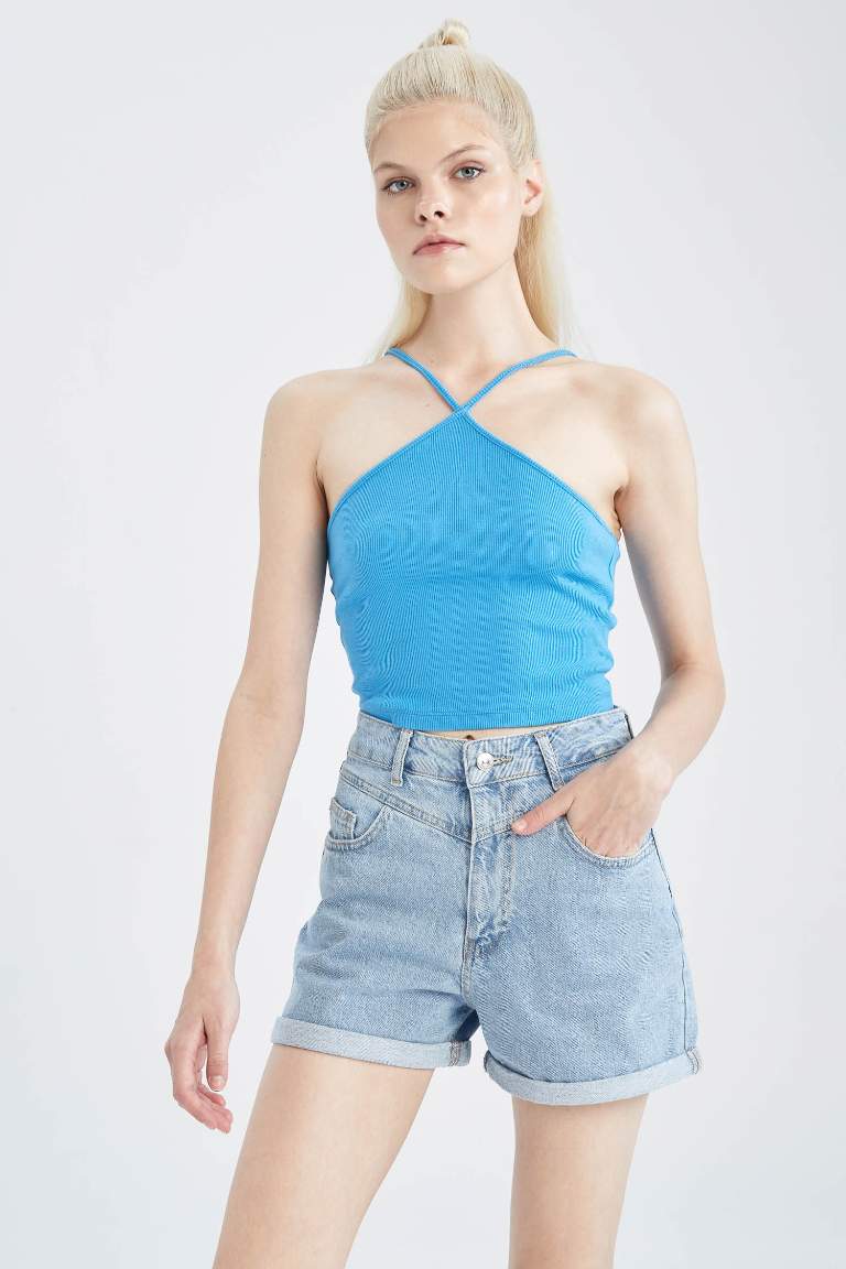 Fitted Çapraz Yaka Fitilli Kaşkorse Atlet