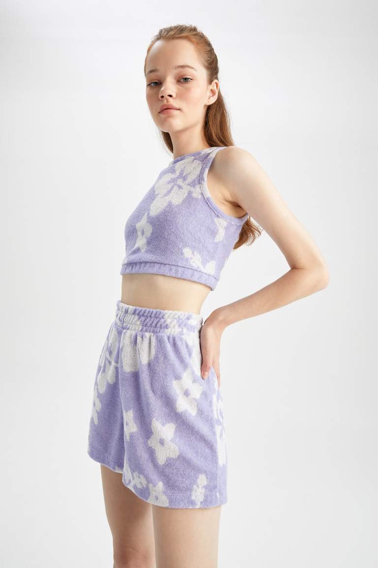 Coool Fitted Halter Yaka Batik Desenli Pelüş Atlet