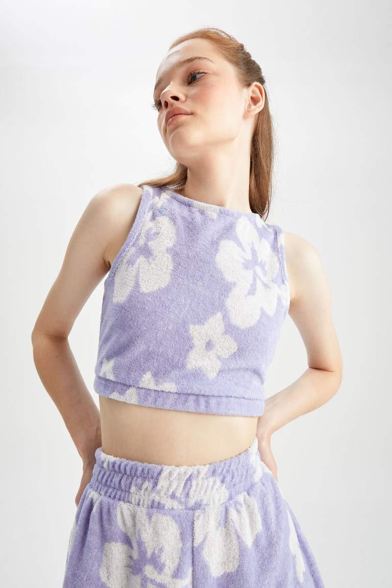 Coool Fitted Halter Yaka Batik Desenli Pelüş Atlet