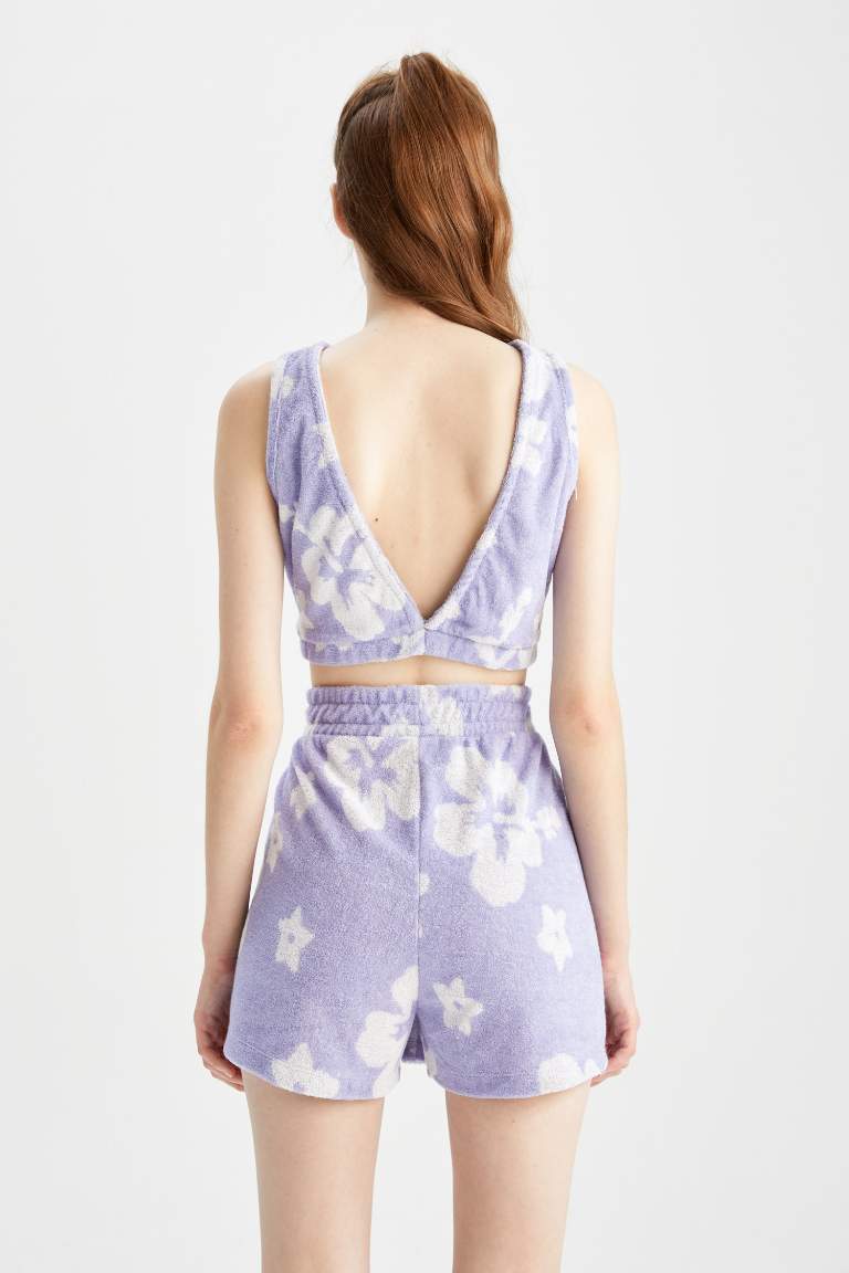Coool Fitted Halter Yaka Batik Desenli Pelüş Atlet
