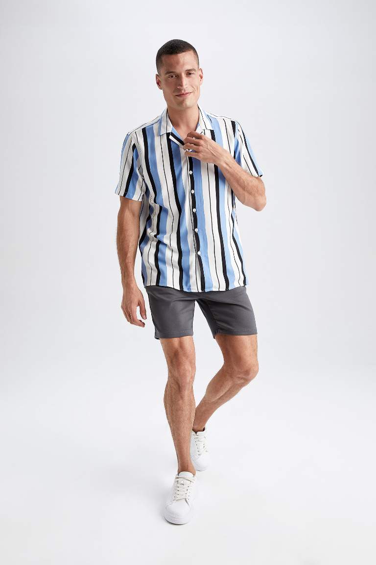 Slim Fit Esnek Belli Basic Şort