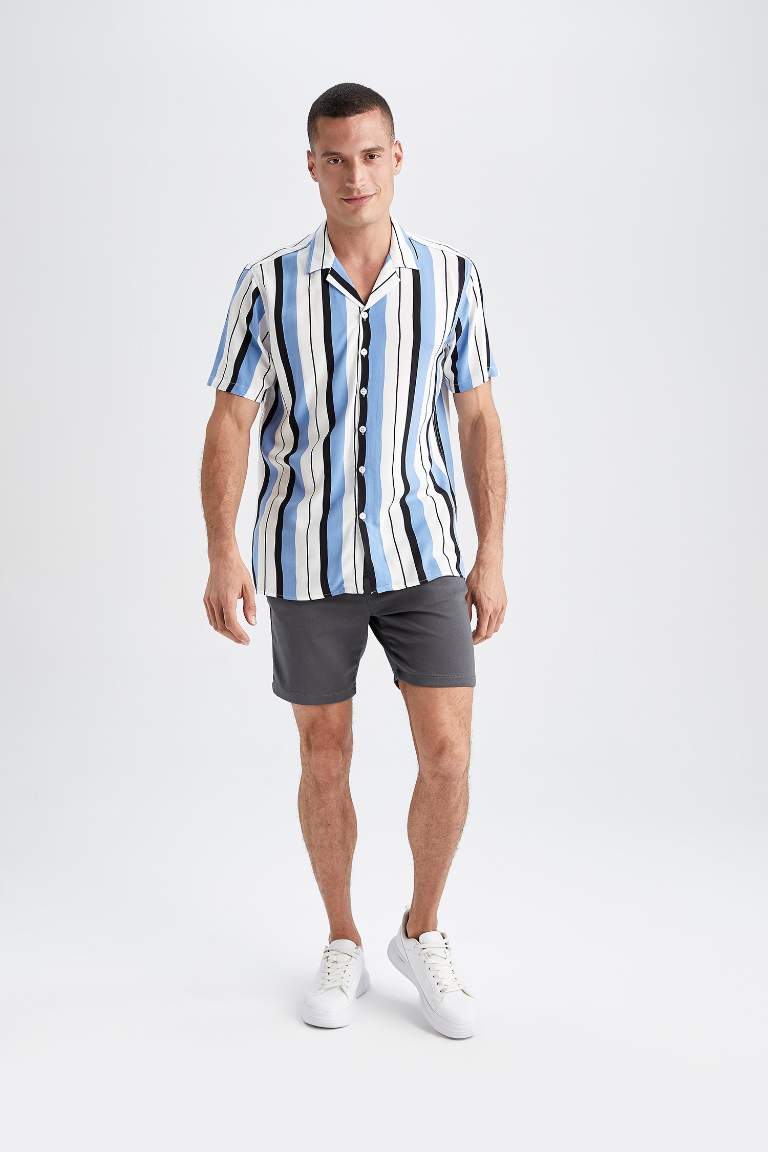 Slim Fit Esnek Belli Basic Şort