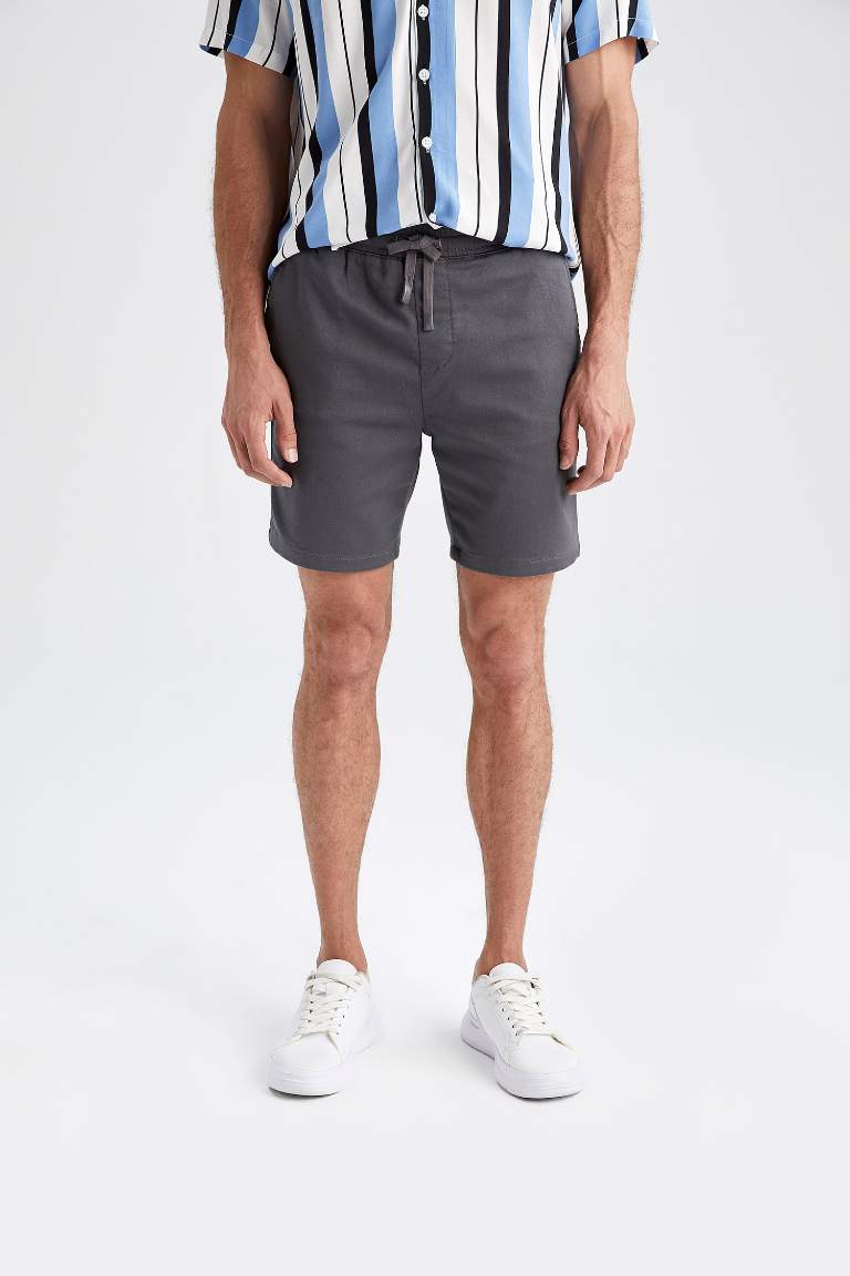 Slim Fit Esnek Belli Basic Şort