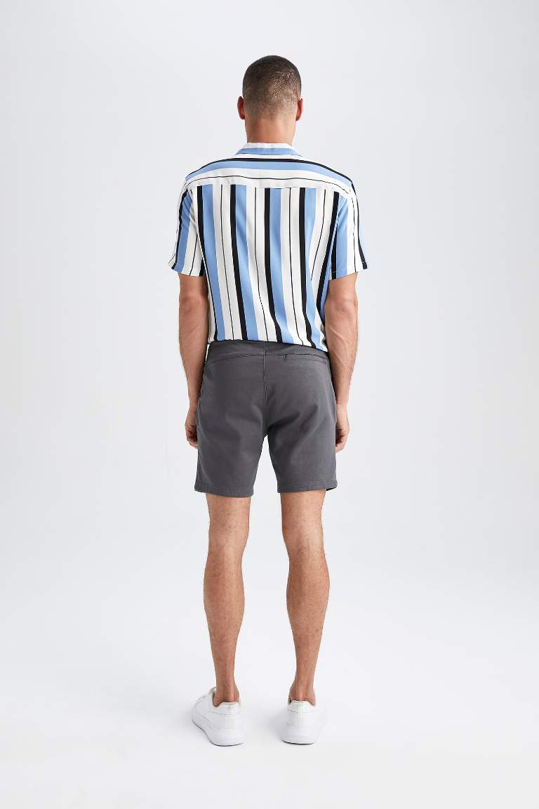 Slim Fit Esnek Belli Basic Şort