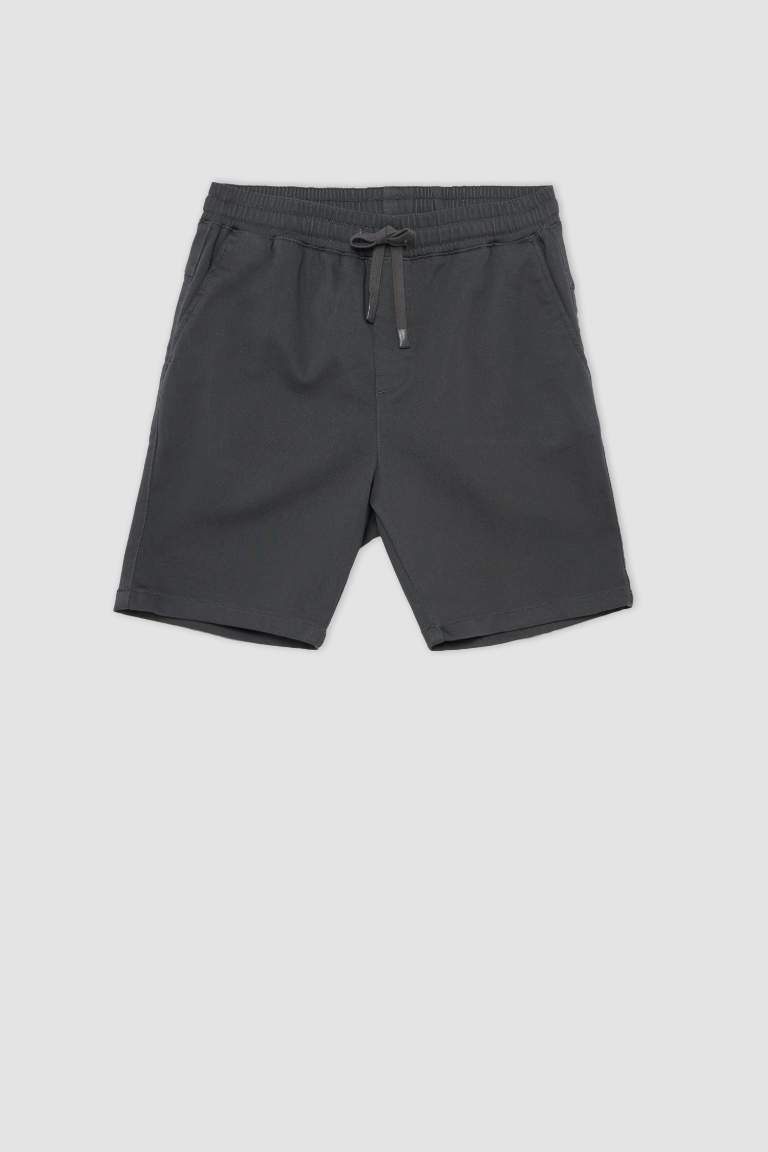 Slim Fit Esnek Belli Basic Şort