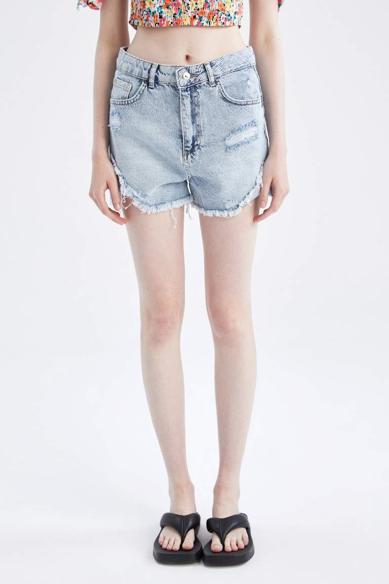 Mom Fit Jean %100 Pamuk Şort