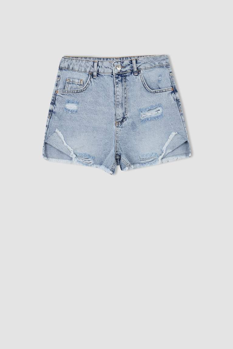 Mom Fit Jean %100 Pamuk Şort
