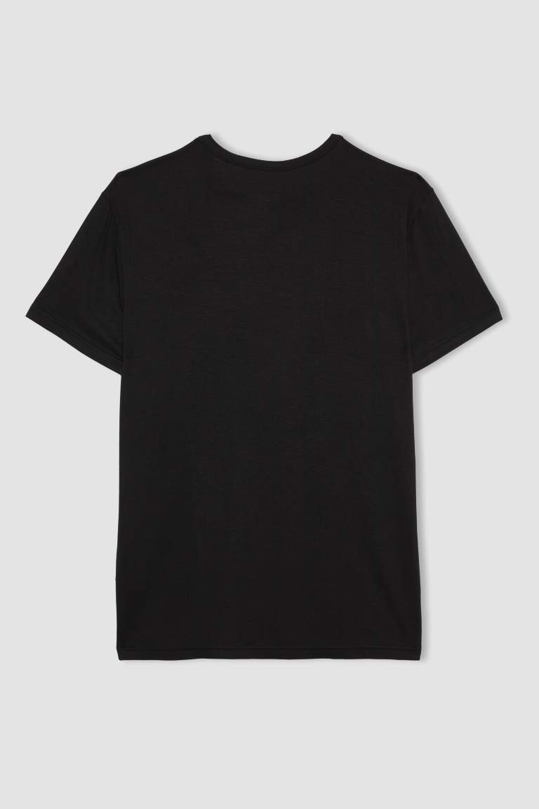 Slim Fit Bisiklet Yaka Viskon Üst