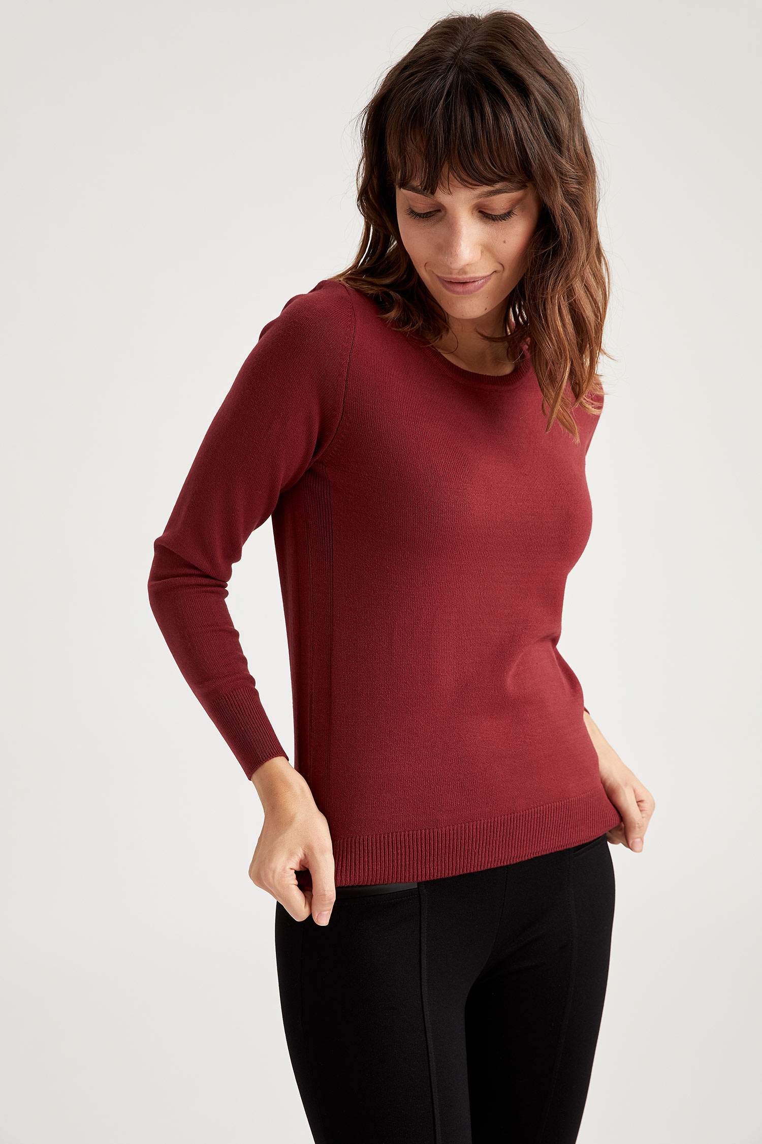 Basic Bisiklet Yaka Relax Fit Ekstra Yumuşak Kaşmir Dokulu Triko Kazak