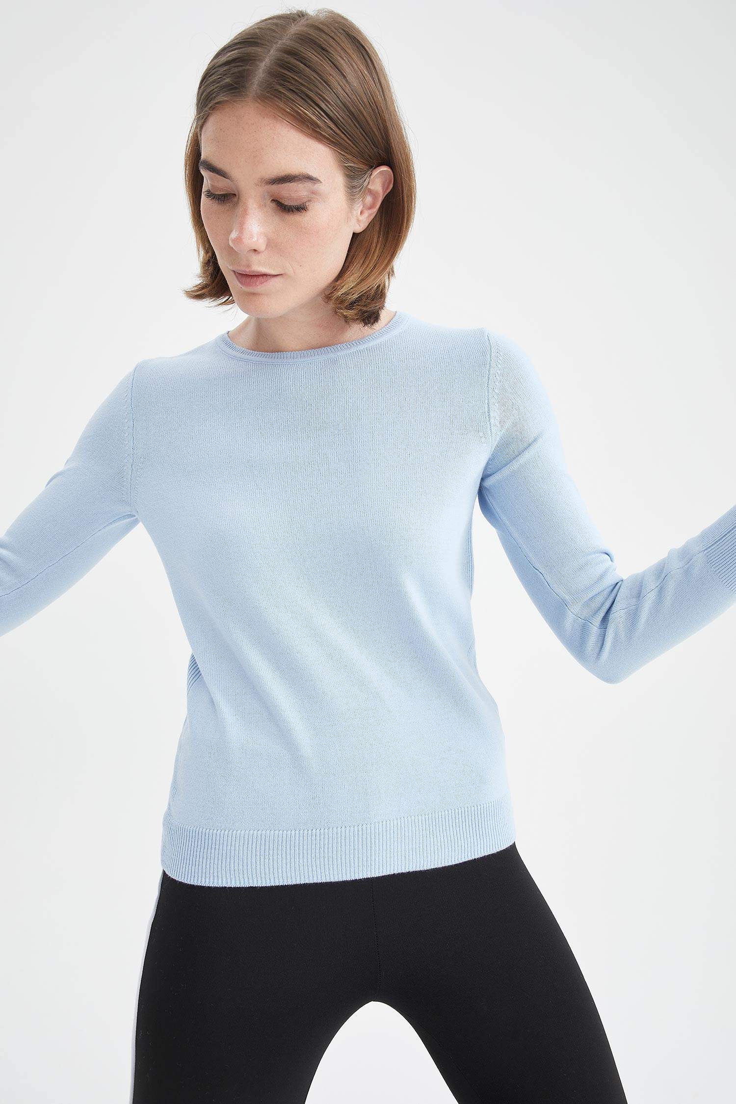 Basic Bisiklet Yaka Relax Fit Ekstra Yumuşak Kaşmir Dokulu Triko Kazak