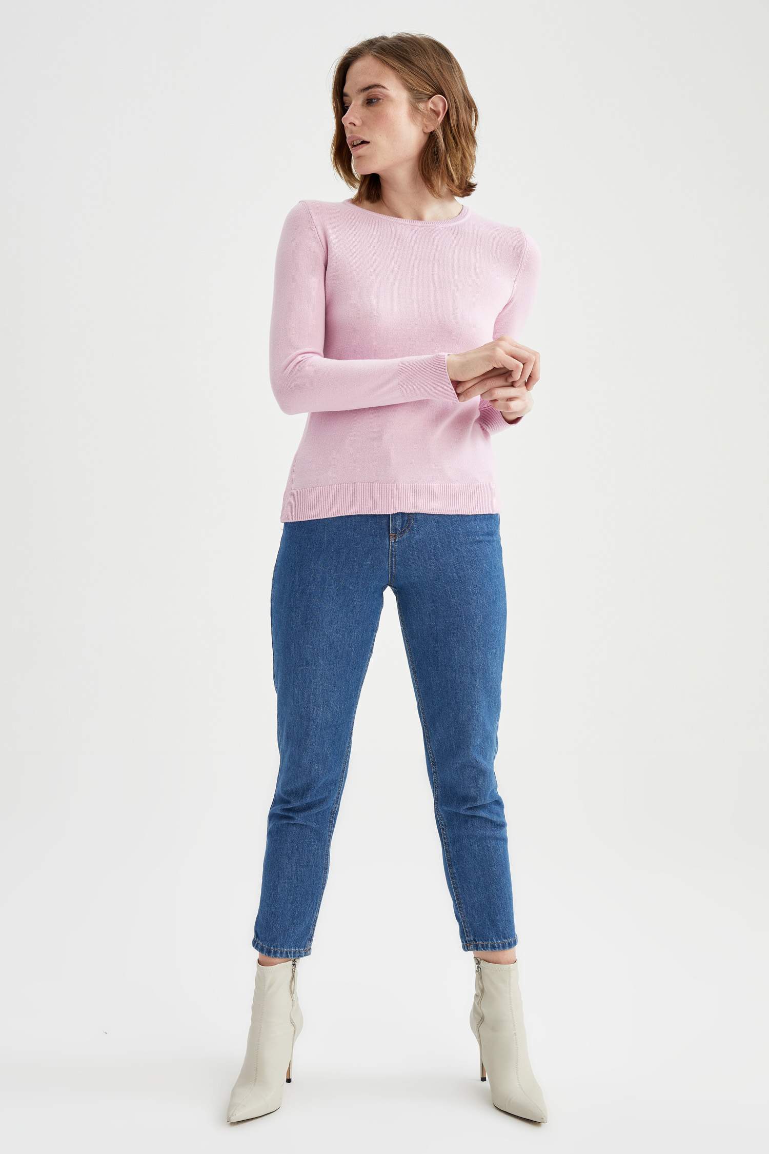 Basic Bisiklet Yaka Relax Fit Ekstra Yumuşak Kaşmir Dokulu Triko Kazak