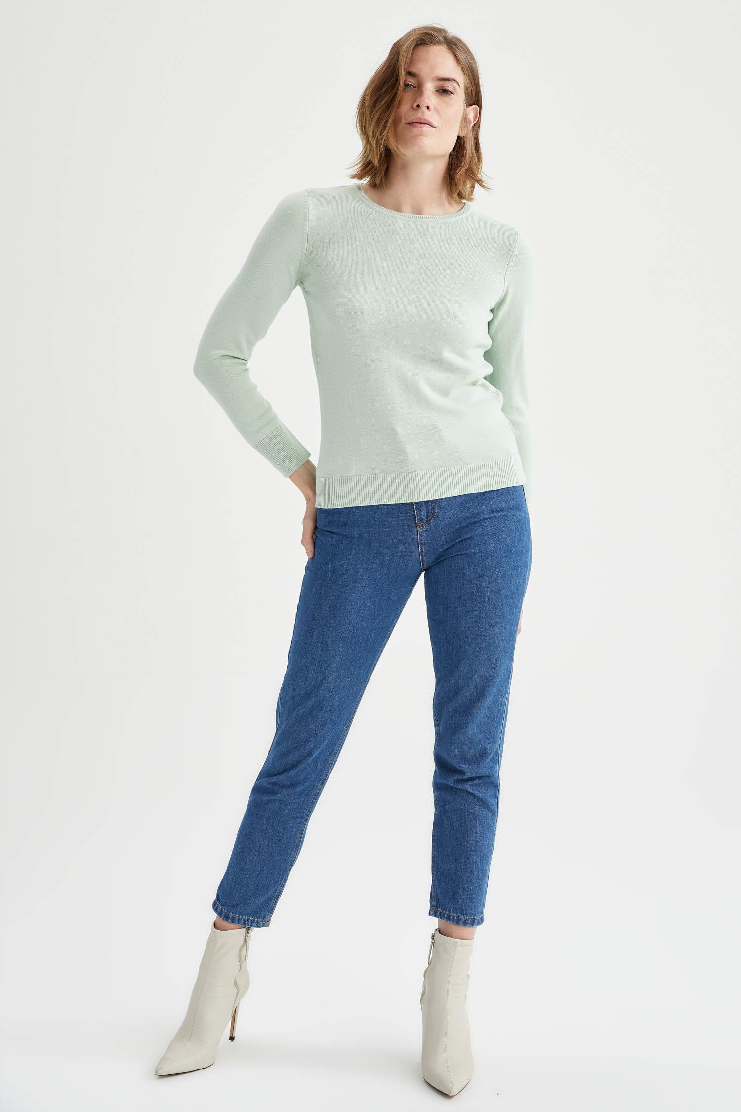 Basic Bisiklet Yaka Relax Fit Ekstra Yumuşak Kaşmir Dokulu Triko Kazak