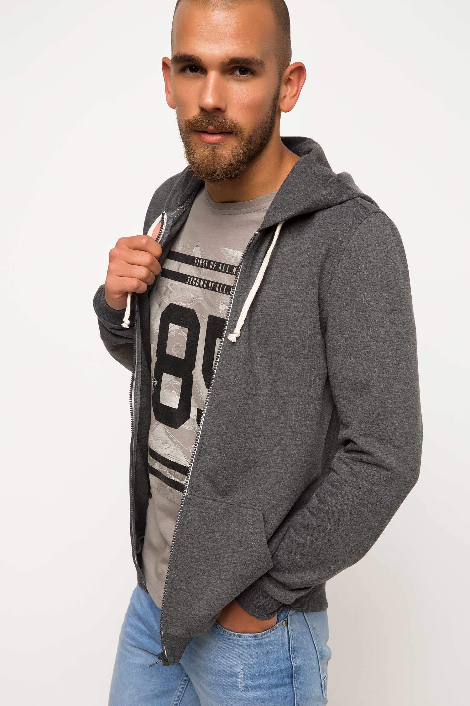 Defacto Basic Kapüşonlu Sweatshirt Hırka. 1 Defacto Basic Kapüşonlu Sweatshirt Hırka. 1