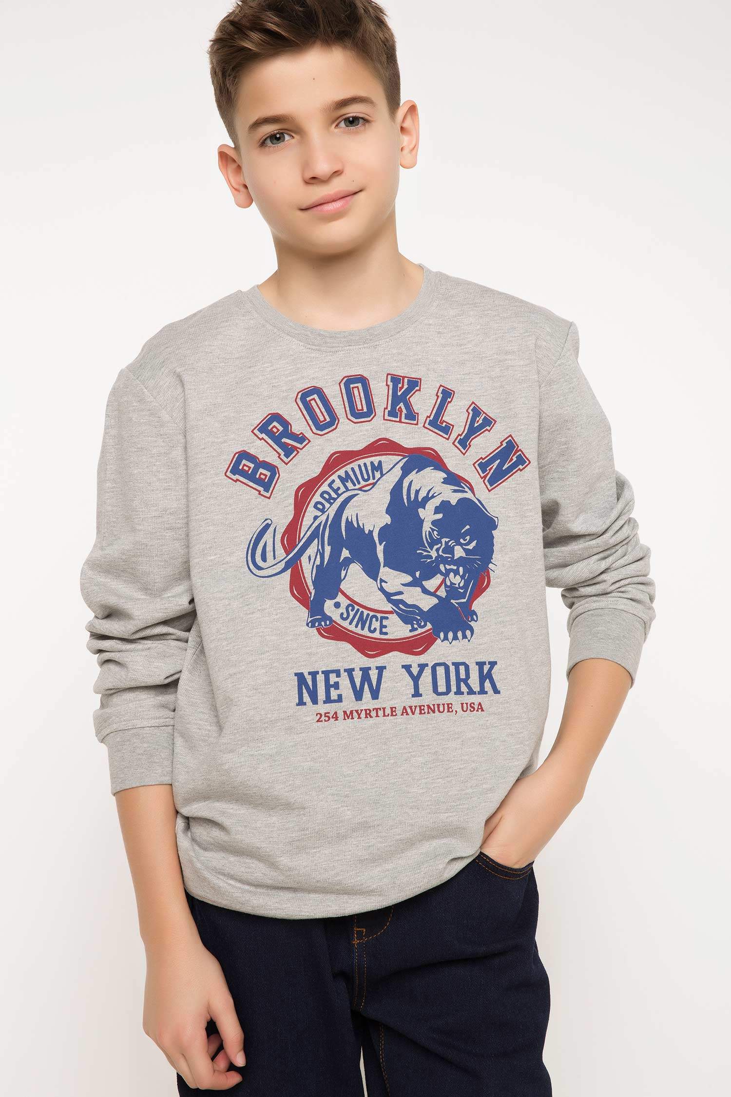 Defacto Baskılı Genç Erkek Sweatshirt 4 Defacto Baskılı Genç Erkek Sweatshirt 5