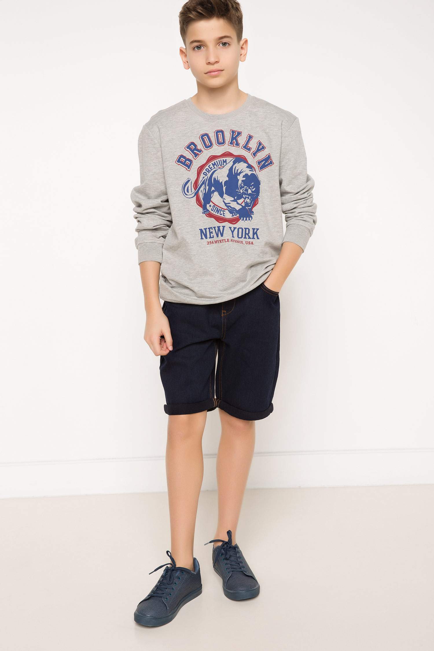Defacto Baskılı Genç Erkek Sweatshirt 6 Defacto Baskılı Genç Erkek Sweatshirt 7
