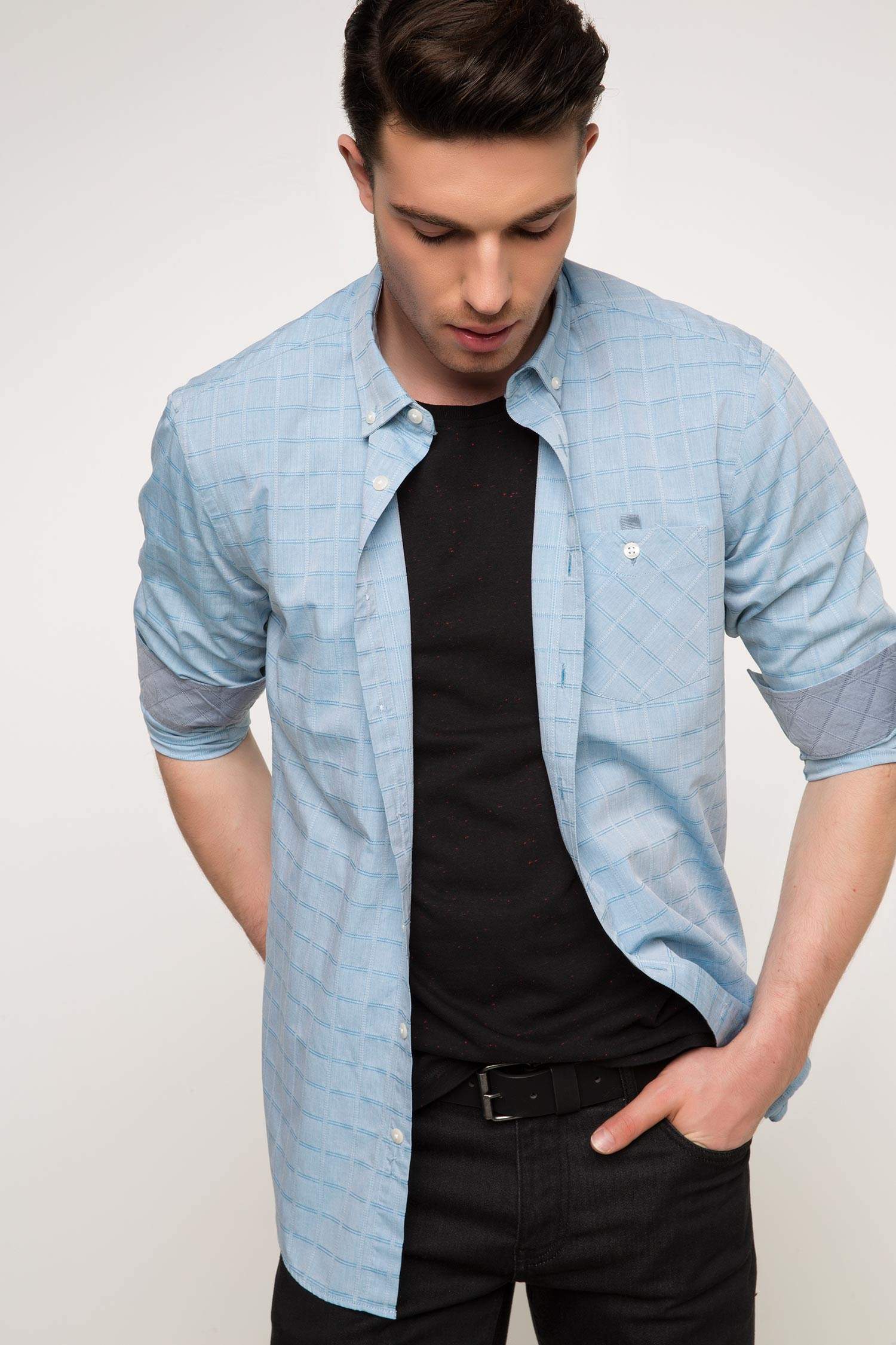 Defacto Slim Fit Tek Cep Gömlek 4 Defacto Slim Fit Tek Cep Gömlek 5