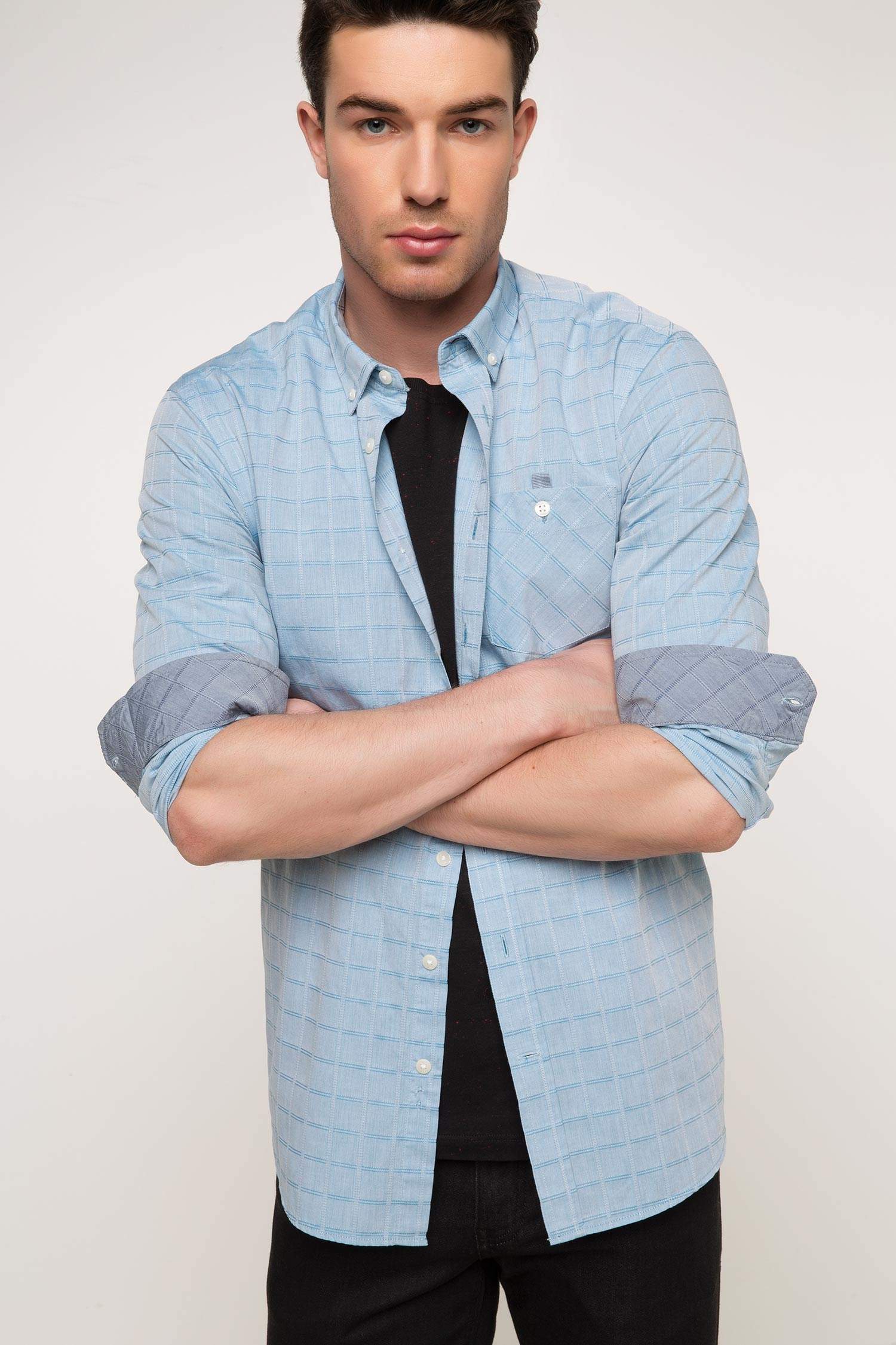 Defacto Slim Fit Tek Cep Gömlek 2 Defacto Slim Fit Tek Cep Gömlek 3