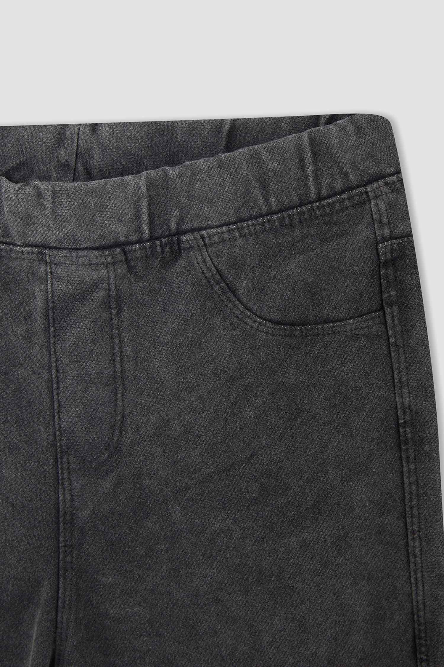 Kız Çocuk Slim Fit Süs Cepli Uzun Tayt