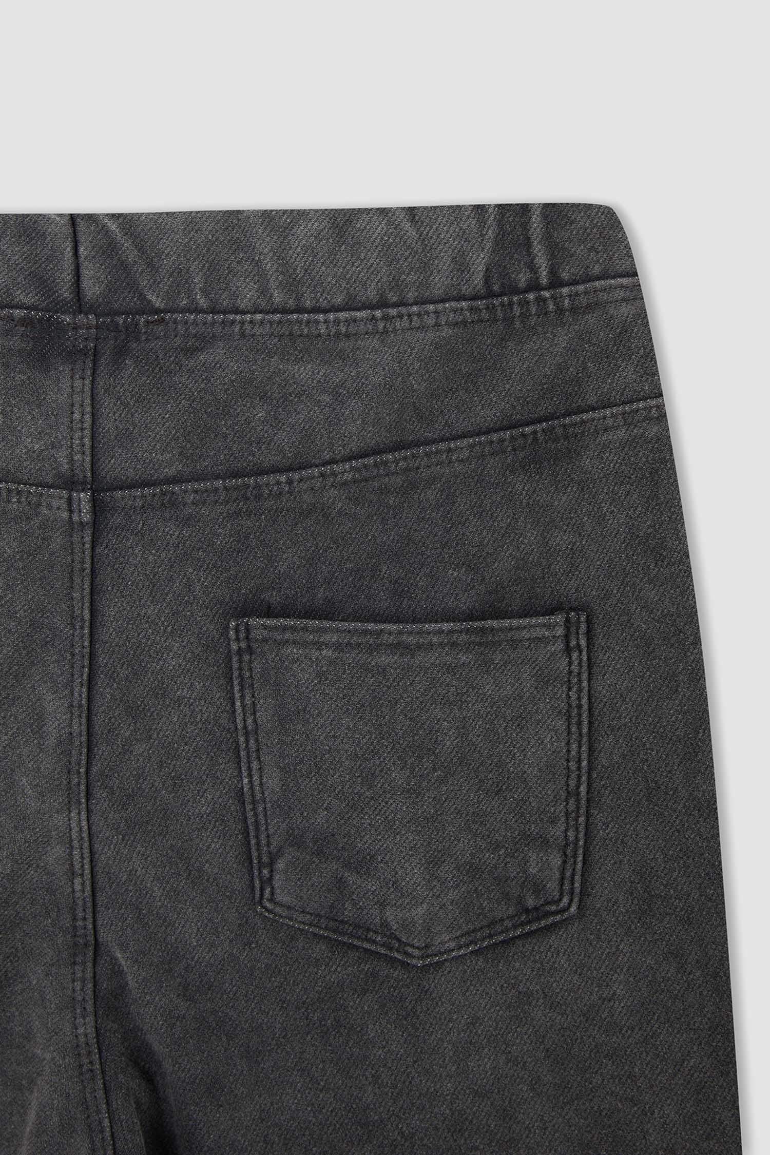 Kız Çocuk Slim Fit Süs Cepli Uzun Tayt
